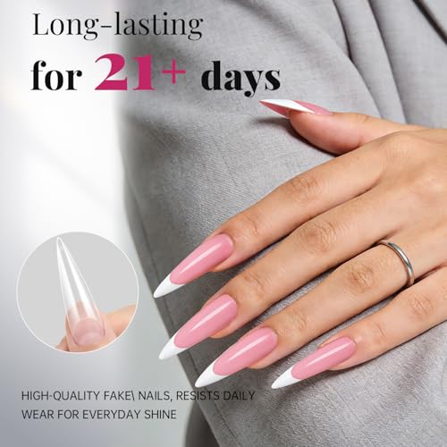krofaue Extra Long Stiletto Nail Tips - False Clear Nais - color: Clear Long Stiletto