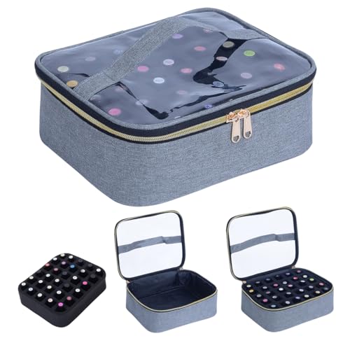Small Clear Nail Polish Case Holds 30 bottles(15ml-0.5fl.oz) Nail Polish Organizer Multifunctional Nail Polish Bag organizer, Cosmetic Travel Makeup Cases for Women, Grey - color: Grey 30B, size: 1Pcs-30 bottles