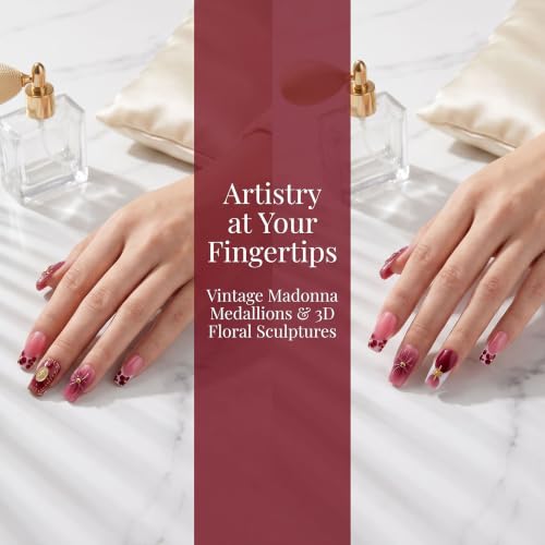 Red Handmade Press on Nails Medium Square Gradient Fake Nails - color: style11