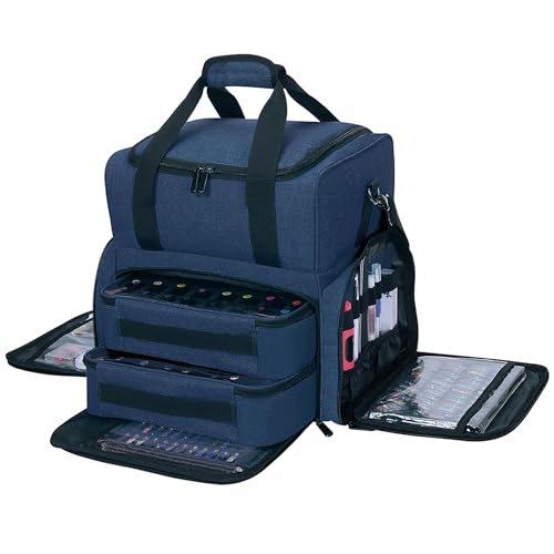 Nail Polish Organizer Holds 80 Bottles & Nail Art Lamp (Blue) - color: Blue