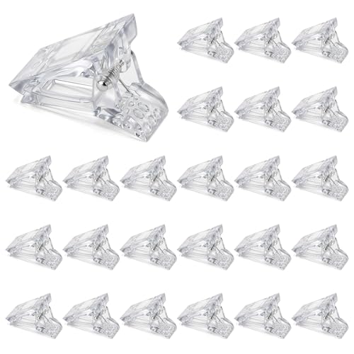25 Pcs Nails Tip Clips, Nail Clamps for Gelnails Nail Clips To Hold Nails Down Clear For Quick Building Gelnails Clear Plastic Finger Extension DIY Manicure Nail-Art Tool
