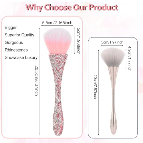 Ymapinc Pink Rhinestone Nail Duster Brush - Women Face Make Up Shiny