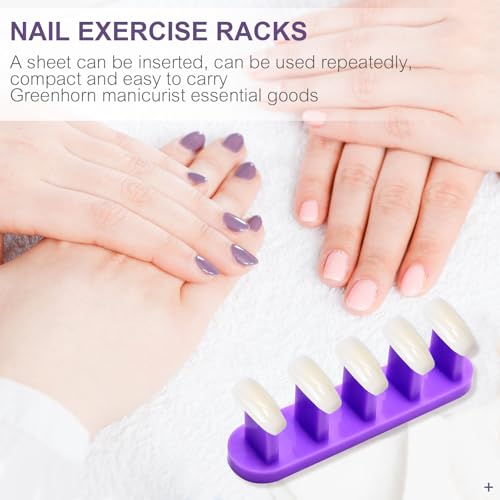 3PCS Nail Stand Nail Practice Display Board Nails Display Practice False Nail Art Tips Practice Display Stand Tool Nail Training Tools Plastic Stand with 110PCS Tips (Purple) - color: Purple