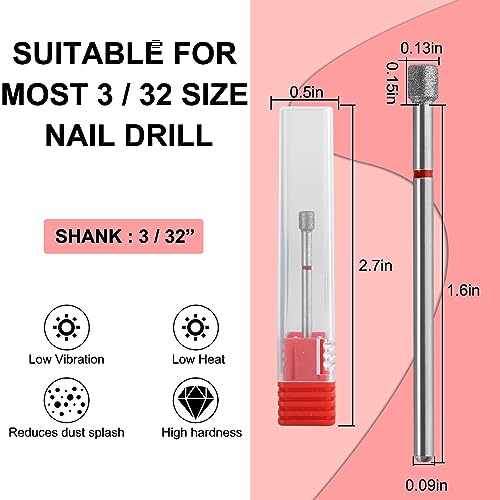 Cuticle Clean Nail Drill Bit 3/32'',Russian Manicure Drill Bits Professional Safety Carbide Under Nail Cleaner Nail Bit for Cuticle Dead Skin Nail Prepare, Manicure Nail Salon (Fine) - color: Fine 0.13x0.15