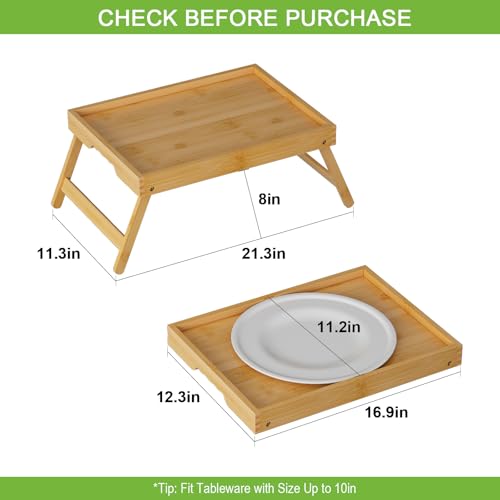 Youpehom Bamboo Bed Tray Table with Folding Legs, Large, Bamboo - color: Bamboo, size: Large
