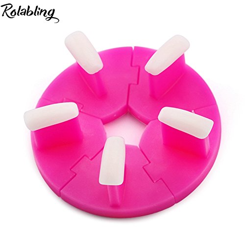 Round Nail Display Stand False Nail Art Tips Display Holder - color: Rose