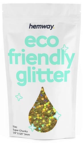 Hemway Biodegradable Glitter Gold Holographic 3.5oz Super Chunky - color: Gold Holographic, size: Super Chunky (1/8" 0.125" 3mm)