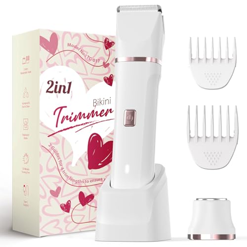 Risina 2-in-1 Bikini Trimmer for Women, Pubic Hair Trimmer, Face Shaver - color: White