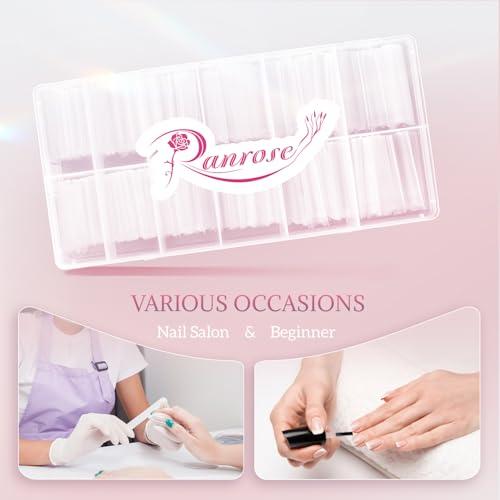 Ranrose 600PCS XXXL Clear Nail Tips, Half Cover for Acrylic Nails - color: XXXL Clear Square Half Cover Nail Tips