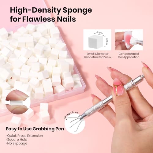Beetles 150Pcs Soft Nail Sponges for Ombre, White Nail Sponge - color: C- Multicolor-150