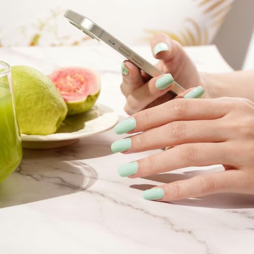 DANNI & TONI Semi Cured Gel Nail Strips Mint Green Light Green Gel Nail Wraps 28 Stickers | Fresh Mint - color: Fresh Mint