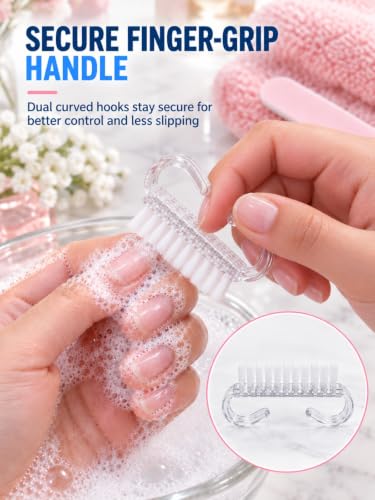 Nail Brush 4-Pack Stiff Bristle Fingernail Scrubber Cleaner Handle Grip