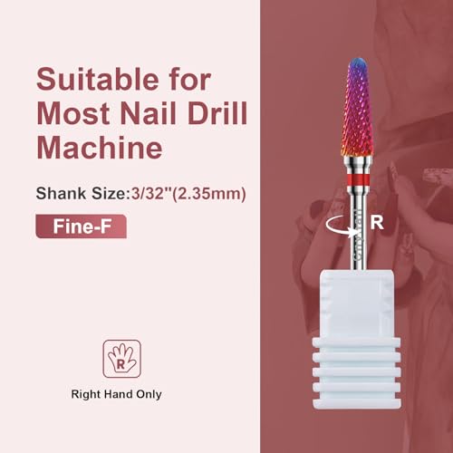 3/32" 2PCS Clean Cone Carbide Cuticle Cleaner Bit for Nail Prep & Cleaning - color: 008 Purple, size: F