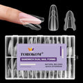 TOROKOM Sandwich Nails Dual Forms for Builder and Poly Nail Gel Extensions - color: Almond