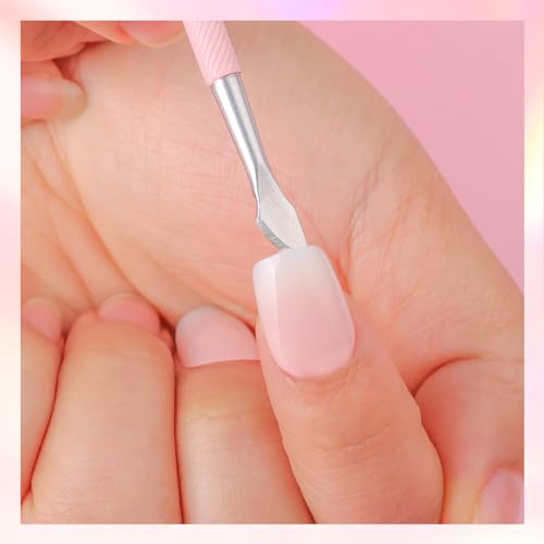 Makartt 1-Pack Pink Dual-End Cuticle Pusher, Stainless Steel - color: Pink Cuticle Pusher