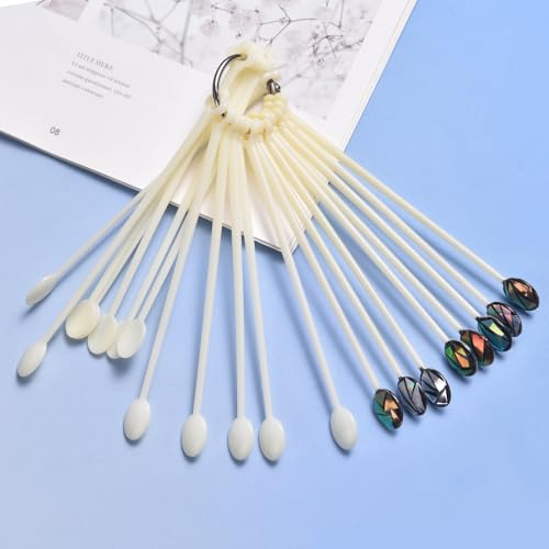 300 Tips Nail Swatch Sticks with Ring, Nail Practice Sticks - color: Beige Spoon Shaped