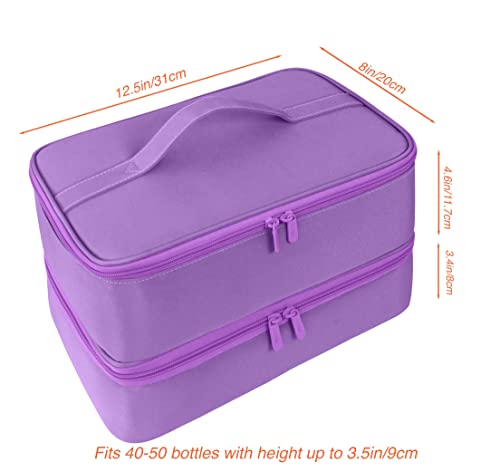 ButterFox Large Nail Polish Organizer Storage Case, Fits Nail Lamp Dryer and 40-50 Nail Polish Bottles (0.5 fl oz - 0.3 fl oz), Gel Nail Polish Kits Supplies Bag - color: Lavender Purple, size: M (40-50 Slots)