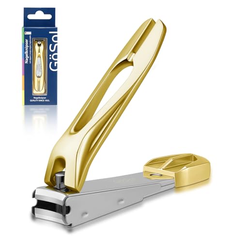 Nail Clippers Anti Splash Fingernail Cutter, Carbon Steel, Sharp Blades - color: Golden
