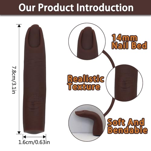 Silicone Fake Finger to Practice Fake Nails, Soft Silicone Practice Fingers for Acrylic Nails, Bendable Fake Training Finger Flexible Nail Practice Fingers for DIY Nails(Color 6) - color: 6# Silicone Finger