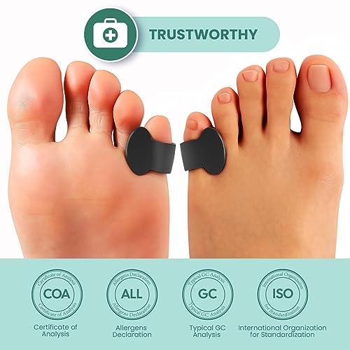 Welnove Pinky Toe Separator, 12 Pcs Black Gel Toe Spacers Bunion Corrector for Feet Women and Man, Little Toe Cushions for Curled Overlapping - color: Black
