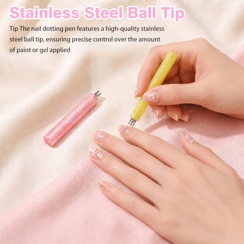 2Pcs 5 Petal Flower Dotting Tool Nail Art 1.8mm Nail Dot Tool