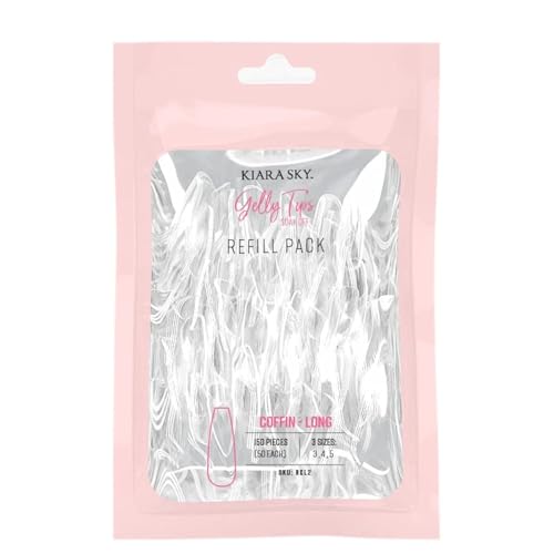 Kiara Sky Gelly Tips Refill Pack - Soak Off Soft Gels - Coffin Shape (Long Length) (Sizes 3, 4, 5) - style: Sizes 3, 4, 5