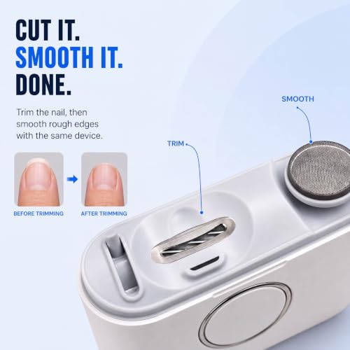 Electric Nail Clipper for Seniors, Automatic 2-in-1 Trimmer & Polish - color: Ivory