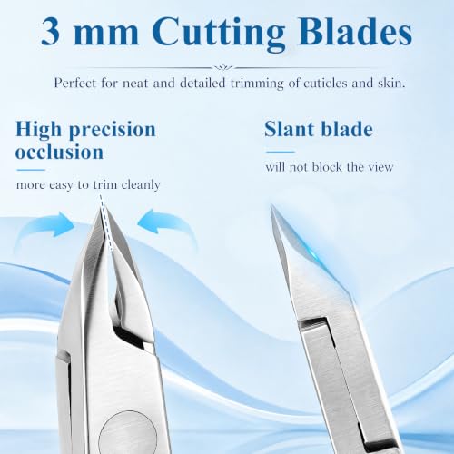 Lothee 2 Pcs 3mm Cuticle Nippers Trimmer with 100 Sterilizer Pouch, Sliver - color: Sliver