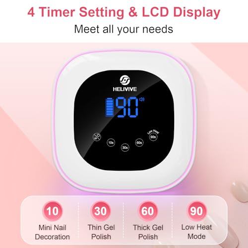 Cordless UV LED Nail Lamp, 80W Rechargeable Nail Dryer Light - color: White