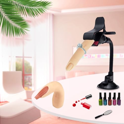 Silicone Practice Fingers for Acrylic Nails, Bendable Silicone Fake Finger to Practice Fake Nails, Soft Nail Training Finger Flexible Practice Nail Finger Hand for DIY Nails(Color 1) - color: 1# Silicone Finger
