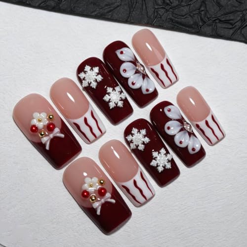 Handmade Medium Taper Square Press On Nails|Reusable &Salon Quality O933, S - color: O933, size: S