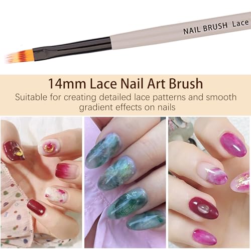 Ombre Nail Brush (Lace), Ombre Brush for Gel Nails, Gradient Manicure Brushes, Gel Nail Polish Pen, Glitter Nail Art Design Painting Tools for Salon & Home, Nail Artists & DIY Enthusiasts - color: Lace Ombre Brush