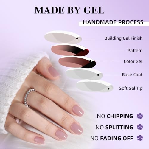 Pink Nude Press On Nails, Short Square, Glossy Skin Tone Glue On Nails - color: A8-Pink Nude