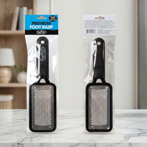 ForPro Professional Collection Premium Stainless Steel Foot Rasp, Colossal Foot File & Callus Remover, Instantly Removes Calluses & Smooths Cracked Heels, 10.75" L x 2.75" W, Black