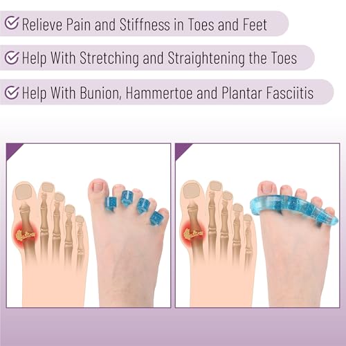DR. JK- ToePal Gel Toe Separator, 2 Pairs, Toe Spacers, Toe Straightener, Hammer Toe Straightener, Toe Spreader, Toe Stretcher, Toe Corrector for Women and Men, Bunion Corrector - color: Blue, size: 2 Pairs