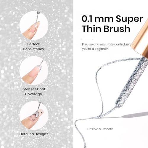 Beetles Metallic Gold Gel Liner 7ml French Tip Gel Polish 3D Mirror Chrome - color: C - Silver-1