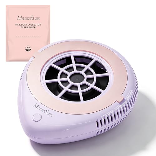 MelodySusie Pocket-Sized Cordless Nail Dust Collector with Lightweight Design, PProR 6000RPM Mini Nail Vacuum Fan with 3 Suction Modes and 30 Disposable Filter Papers for DIY & Daily Nail Care,Purple - color: Purple