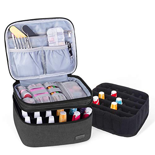 LUXJA Nail Polish Storage Case Holds 20 Bottles, Black - color: Black