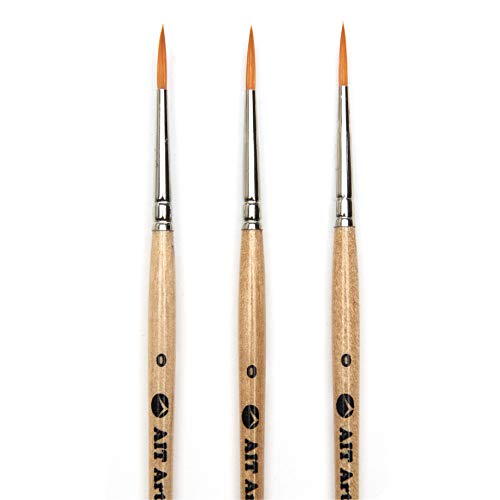 AIT Art Mini Liner Detail Paint Brushes, Size 0, Pack of 3, Handmade in USA for Trusted Performance Painting Small Details with Oil, Acrylic, and Watercolors - size: 0