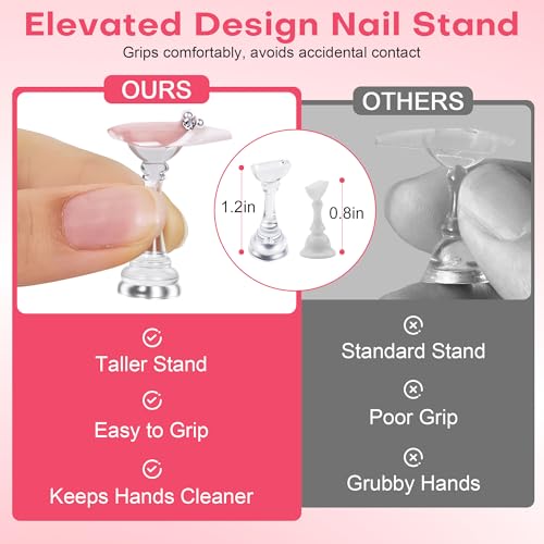 Nail Stand for Press On Nail Holder for Painting Nails, Magnetic Fake Nail Stands Tips, Heart Shaped Nail Holder with Double-sided Tape Practice Nail Art Tools - color: Clear