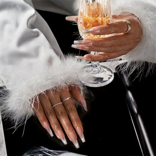 BTArtboxnails Brown French Tip Press On Nails, Long Coffin Nails, 160Pcs - color: French Cat Eye - Long Coffin