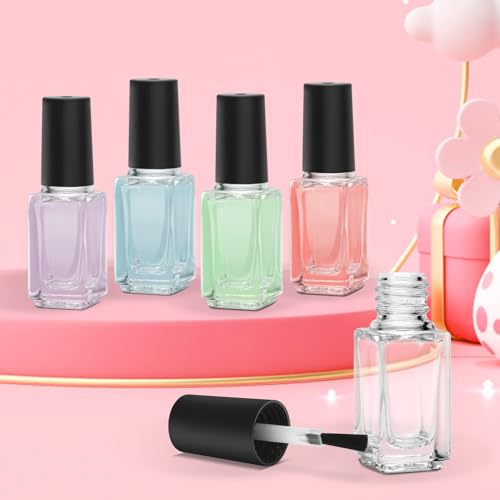 AHIER Empty Nail Polish Bottles with Brush Applicator Cap, 5ml, 5P