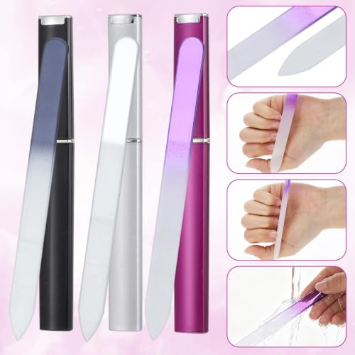 7 PCS Glass Nail File Kit Glass Files for Nails Etched