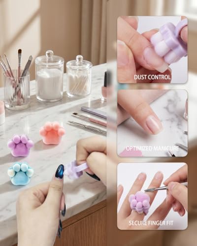 3 Pcs Cat Claw Open Ring Nail Dust Brush, Soft Nail Powder Remover Brush
