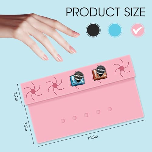 Nail Polish Holder, 2 in 1 Silicone Hand Rest Mat Set - Pink - color: Pink