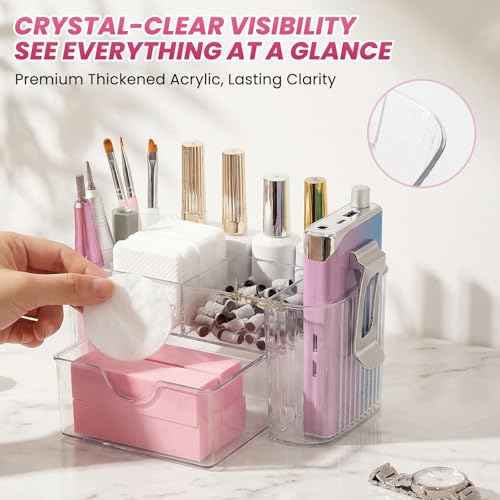 BQAN Clear Acrylic Nail Organizer with Drawer for Nail Tools Storage - color: Clear