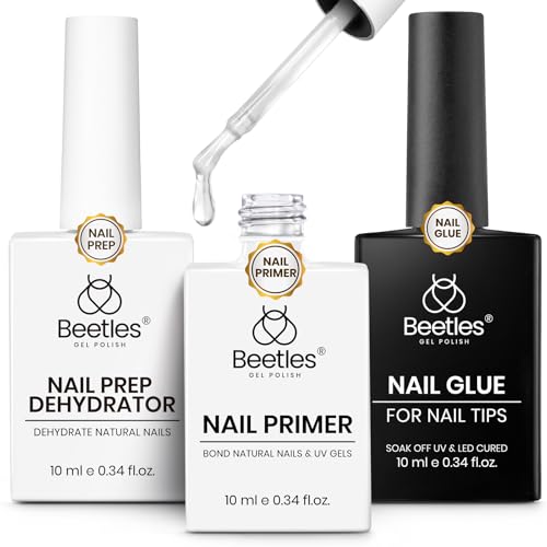 Beetles Gel Nail Glue Kit Nail Dehydrator and Primer 3Pcs 10ml - color: E-Clear-3