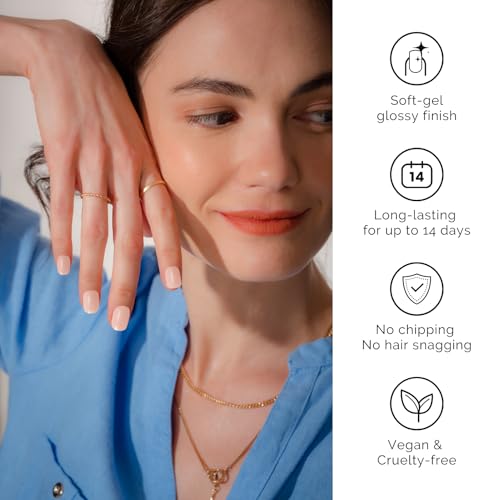 NAILOG Semi Cured Gel Nail Strips 20Pcs Nude Gel Nail Sticker - Jelly Honey - color: Jelly Honey