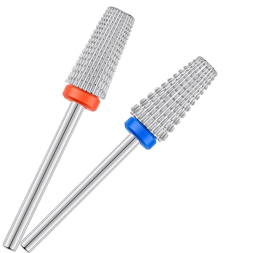 2pcs 5 in 1 Nail Drill Bits, 3/32'' Tungsten Carbide Safety Bits,Two Way Use for Both Left and Right Handed, Fast Remove Cuticle Acrylic Gel Polishing Manicure Pedicure Tools (Sliver) - color: Sliver