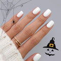 SHANGMENG Halloween Press on Nails, Square Short White Fake Nails, Soft Gel - color: Classic White